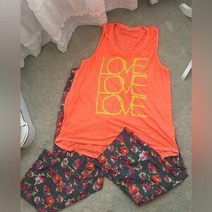 Bundle Xhilaration Floral Pajama Bottoms - Gray orange and Pink